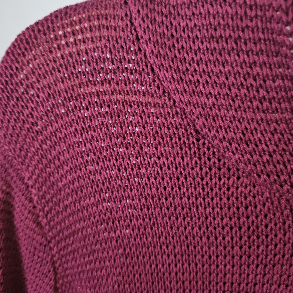 Harper Lane Knitted Hooded Red Burgundy Sweater Pullover Size S Cotton Blend - Picture 4 of 7